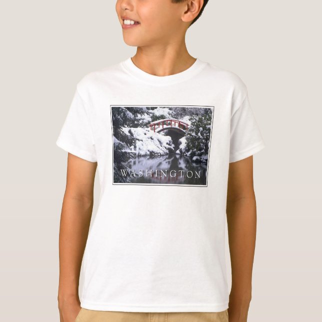 Moon Bridge & Pond in Winter | Seattle, Washington T-Shirt (Front)
