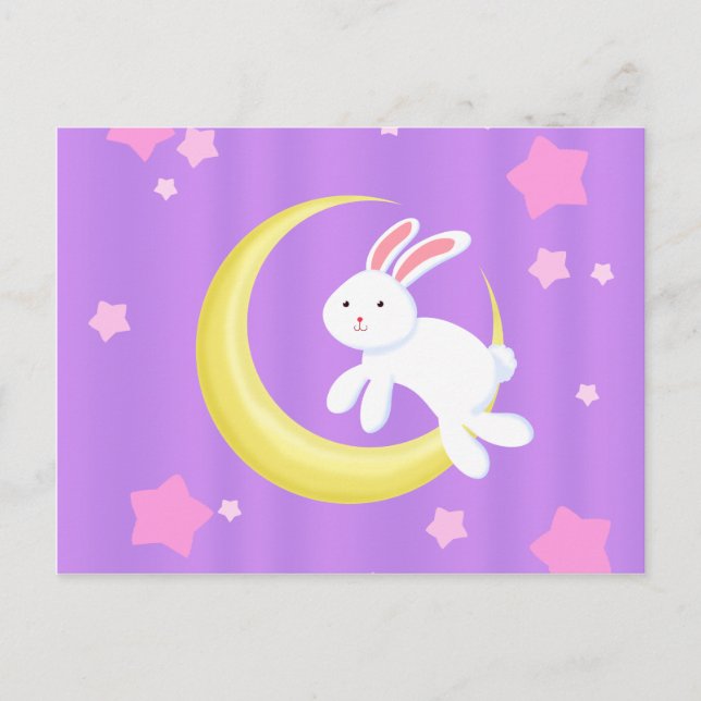 Moon Bunny Stars Postcard (Front)