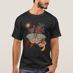 Moon Butterfly Floral Mystical Gothic Sacred Occul T-Shirt