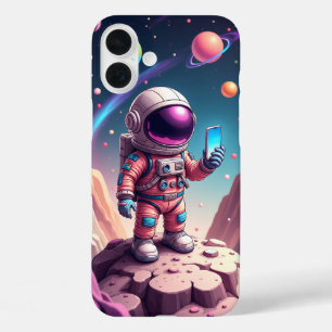 Moon Cartoon Astronaut Art iPhone 16 Plus Case