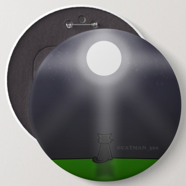 MOON CAT 6 INCH ROUND BUTTON (Front & Back)