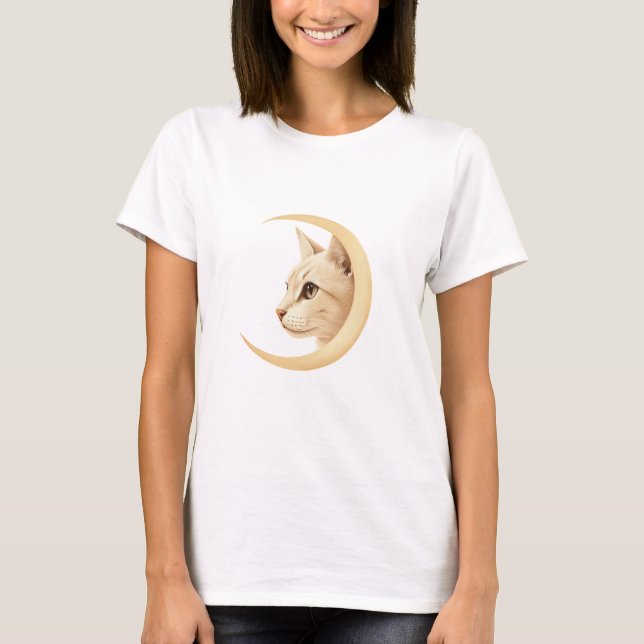 Moon Cat T-Shirt – Cosmic Kitty Design (Front)