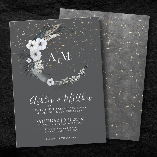 Moon Celestial Wedding Invitation (Crescent Moon Celestial Wedding Invitation)