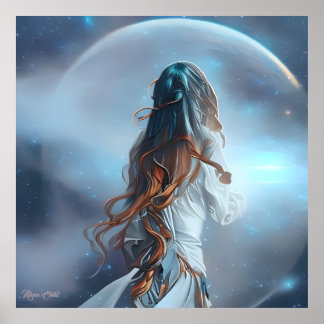 Moon Child AI Fantasy Digital Art Print Portrait