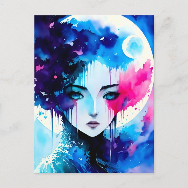 Moon Child Anime Fantasy Art Postcard (Front)