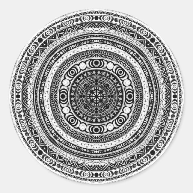 Moon Child Mandala Triple Moon Witch Classic Round Sticker (Front)