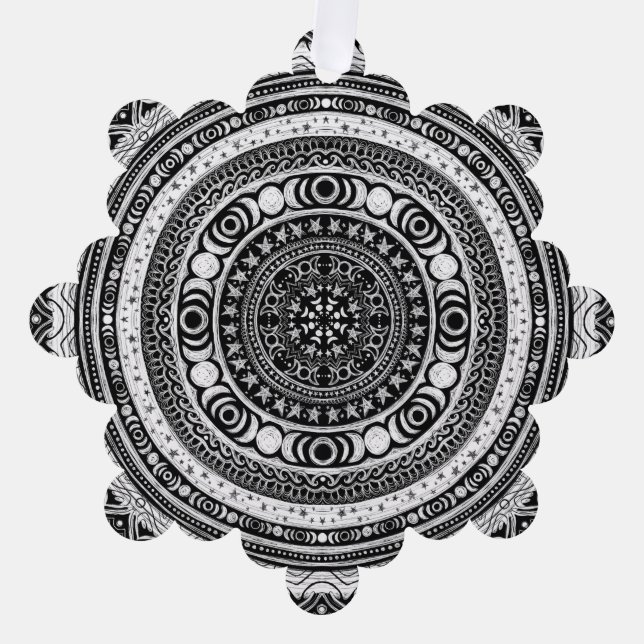 Moon Child Mandala Triple Moon Witch Ornament Card (Front)