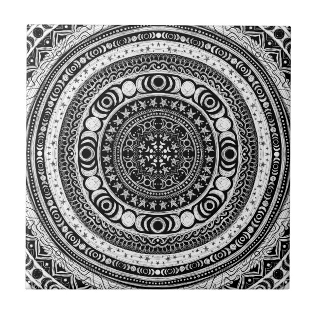 Moon Child Mandala Triple Moon Witch Tile (Front)
