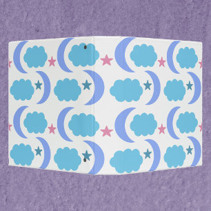 Moon Cloud Star Pattern Blue Purple Binder