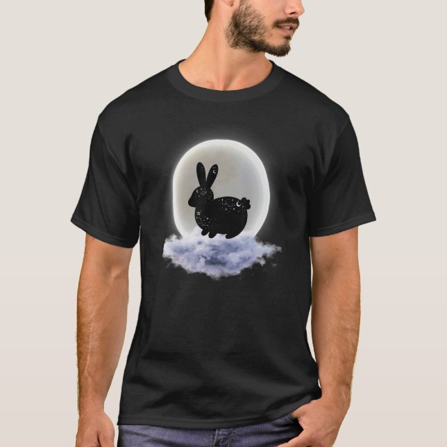 Moon Clouds And Bunny Astrology Pagan Divination M T-Shirt (Front)