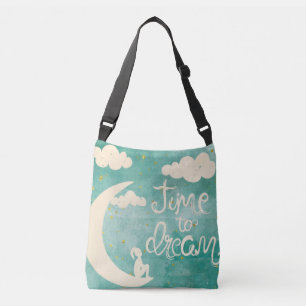 Moon Clouds Inspiring Dream Quote Crossbody Bag