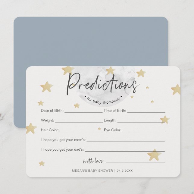 Moon commence les prédictions Carte Baby shower ga (Devant / Derrière)