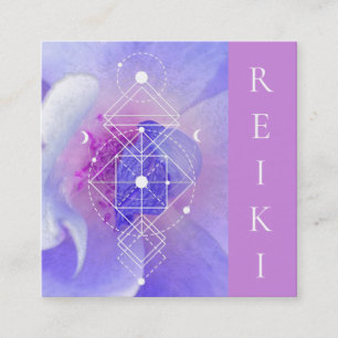 *~* Moon Cosmic Blue Rose Sacred Geometry Square Business Card