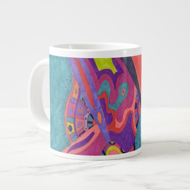 Moon Crashers, abstract art Large Coffee Mug (Front Left)