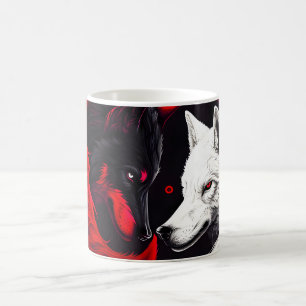 Moon Crimson Red White Wolf Coffee Mug