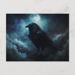 Moon Crows Halloween Postcard