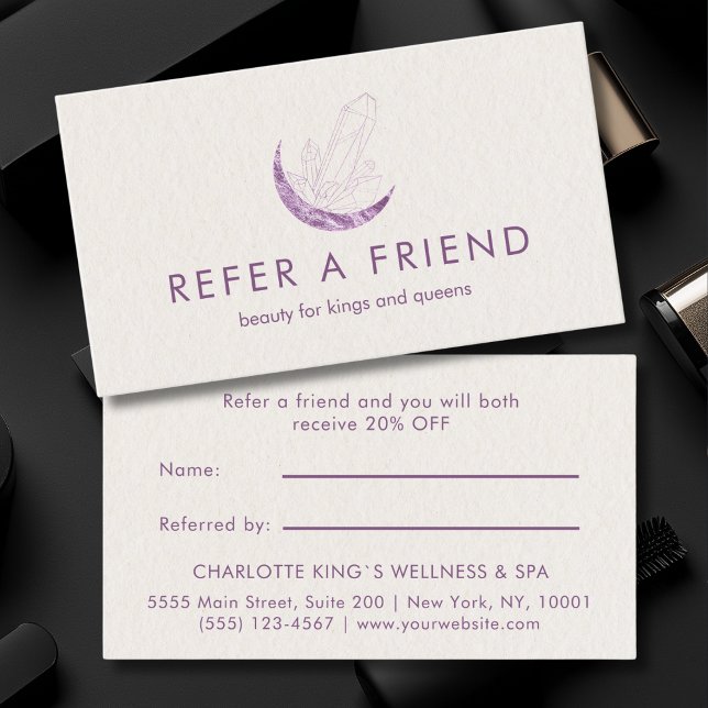 Moon Crystal Energy Healer Salon Beige Referral Card (Moon Crystal Energy Healer Salon Beige Referral Card)