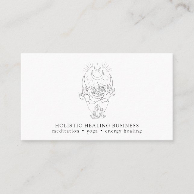 Moon Crystals FlowerHolistic Healing Business Card (Front)
