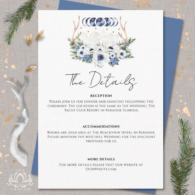 Moon Crystals Flowers Boho Metaphysical Wedding  Enclosure Card (Creator Uploaded)