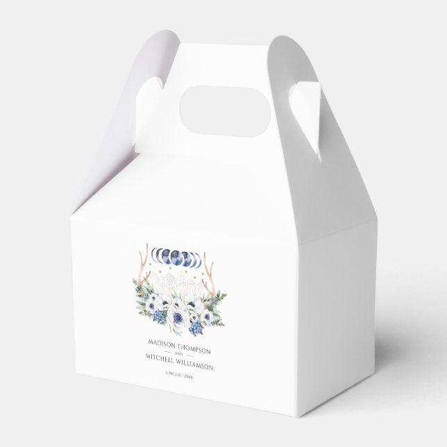 Moon Crystals Flowers Boho Metaphysical Wedding  Favor Box (Front Side)