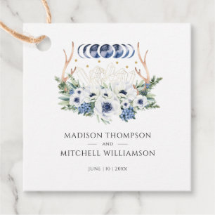 Moon Crystals Flowers Boho Metaphysical Wedding  Favour Tags