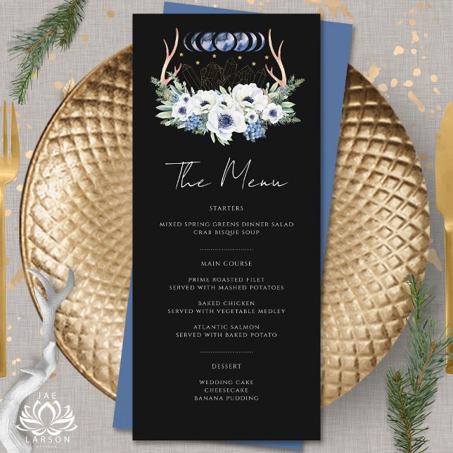 Moon Crystals Flowers Boho Metaphysical Wedding  Menu (Creator Uploaded)