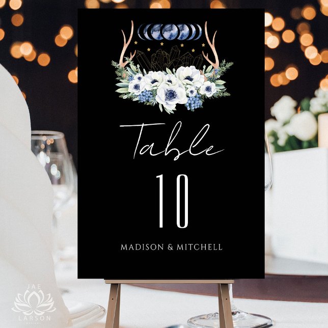 Moon Crystals Flowers Boho Metaphysical Wedding  Table Number (Creator Uploaded)