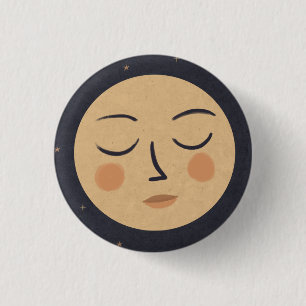 Moon cute face 1 inch round button