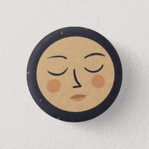 Moon cute face 1 inch round button