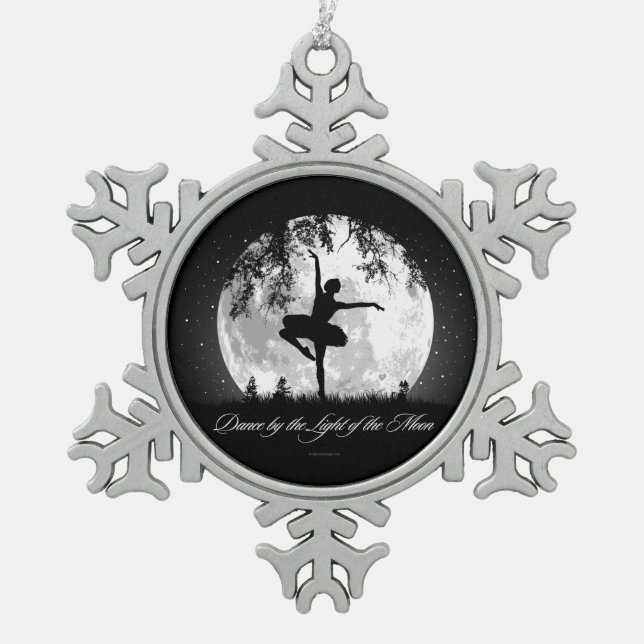 Moon Dance Snowflake Pewter Christmas Ornament (Front)
