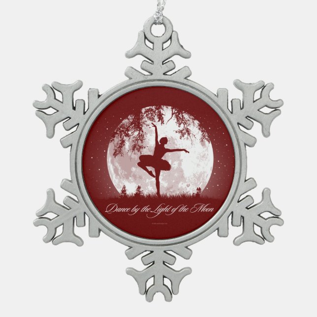 Moon Dance Snowflake Pewter Christmas Ornament (Front)