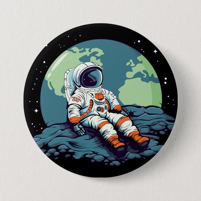 Moon Day, Astronaut on the Moon 3 Inch Round Button (Front)