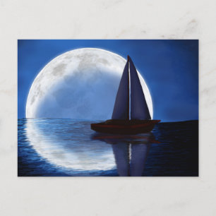 Moon de marin ~Moonlight Voilier~ Carte postale