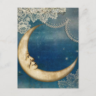 Moon Decoupage Postcard   Celestial Art Greeting