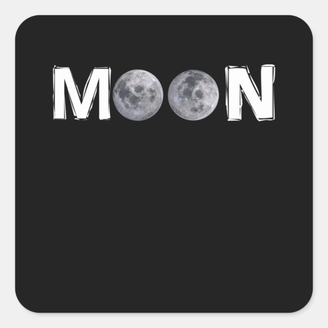 Moon Design with 2 moon instead of double "O" Square Sticker (Front)