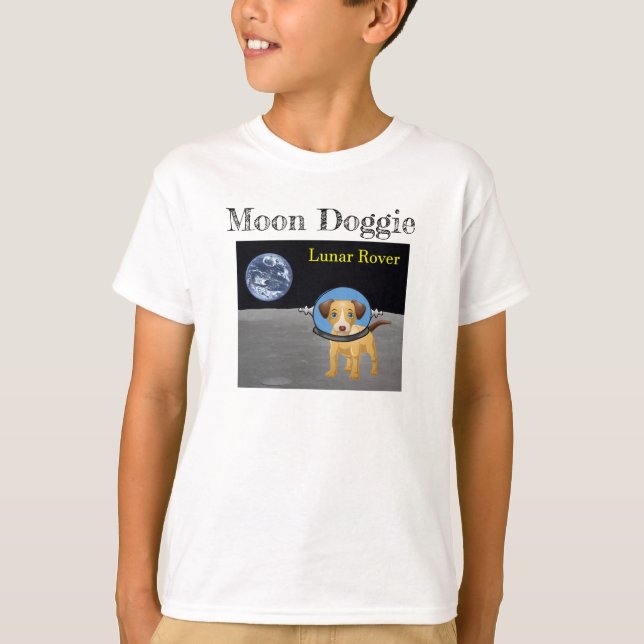 Moon Doggie Lunar Rover in Outer Space T-Shirt (Front)