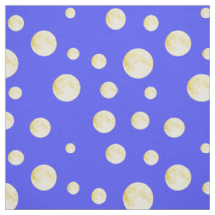 Moon dots, polka dots, spots, blue fabric