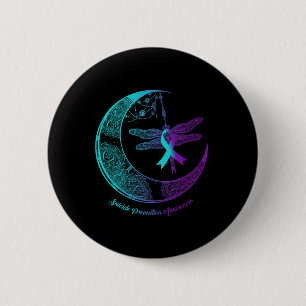 Moon Dragonfly Suicide Prevention Awareness 2 Inch Round Button