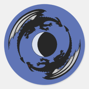 Moon Dragons Imaginaire Design Sticker Classic Rou