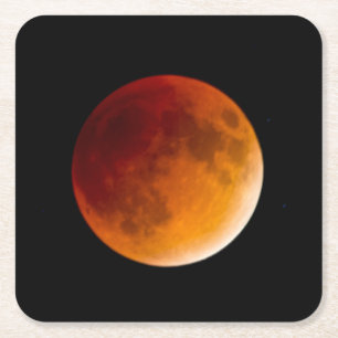 Moon Eclipse Blood Moon Mendota Heights Square Paper Coaster