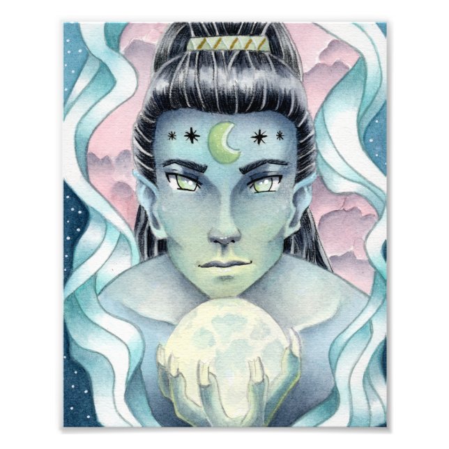 Moon Elf Watercolor Photo Print (Front)