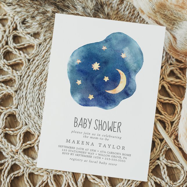 Moon et Stars Boy Baby shower Invitation (Créateur téléchargé)