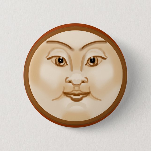 Moon face 2 inch round button (Front)