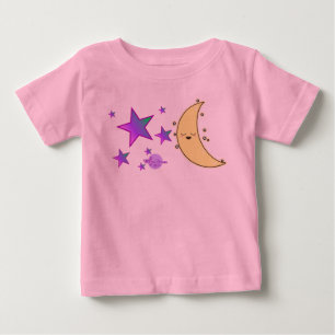 Moon Face & Stars Toddler Pink Ruffle Tee