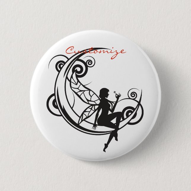 Moon Fairy Silhouette Thunder_Cove 2 Inch Round Button (Front)
