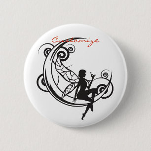Moon Fairy Silhouette Thunder_Cove 2 Inch Round Button