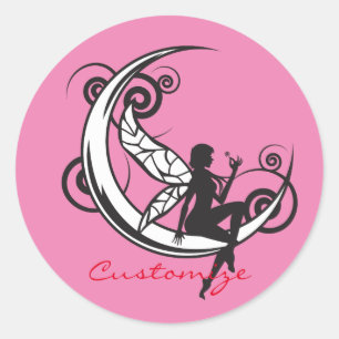 Moon Fairy Silhouette Thunder_Cove Classic Round Sticker