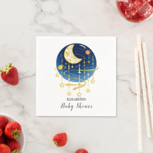 Moon Falling Stars Baby Shower Napkin