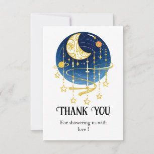 Moon Falling Stars Baby Shower Thank You Card