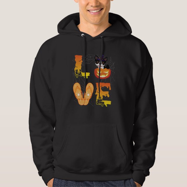 Moon Flip Flop Spider Pumpkin Boston Terrier LOVE  Hoodie (Front)
